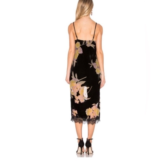 Band of Gypsies | Black Floral Velvet Midi Slip Dress - Picture 2 of 9